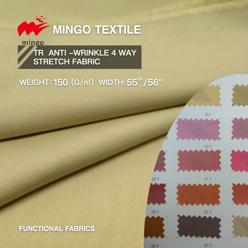 TR anti -wrinkle 4 Way Stretch Fabric double layer Polyester Stretch woven 4 Way Stretch fabric