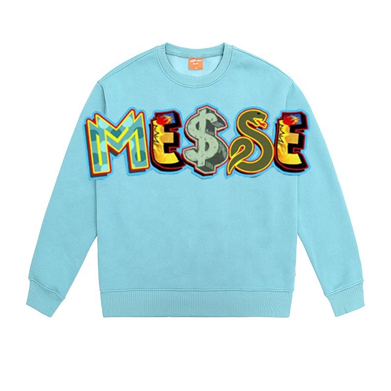 Trending Oversized Hip-Hop Crewneck Sweatshirt Men Personalized Digital Print Letter Graffiti Made Cotton Fashionable Letter