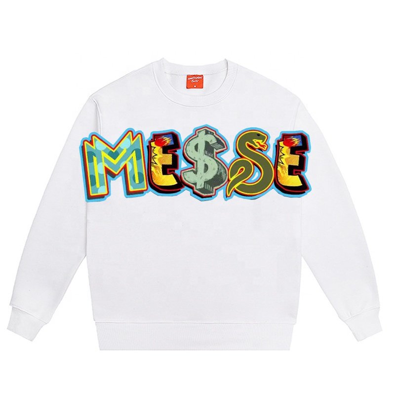 Trending Oversized Hip-Hop Crewneck Sweatshirt Men Personalized Digital Print Letter Graffiti Made Cotton Fashionable Letter