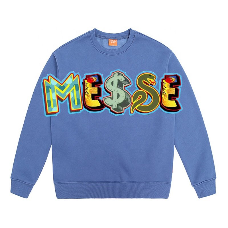 Trending Oversized Hip-Hop Crewneck Sweatshirt Men Personalized Digital Print Letter Graffiti Made Cotton Fashionable Letter