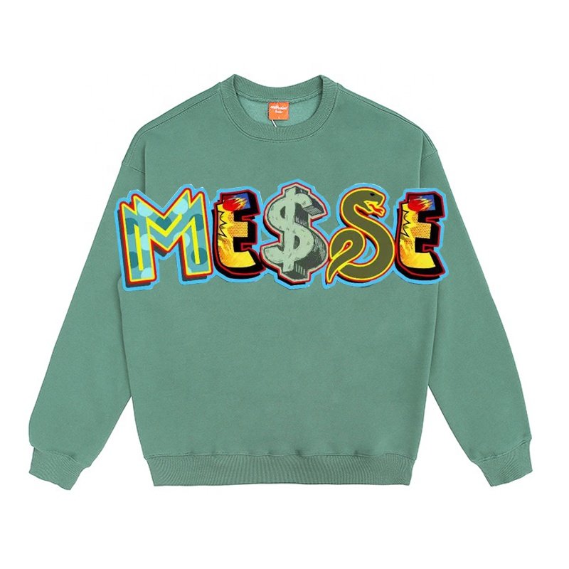 Trending Oversized Hip-Hop Crewneck Sweatshirt Men Personalized Digital Print Letter Graffiti Made Cotton Fashionable Letter