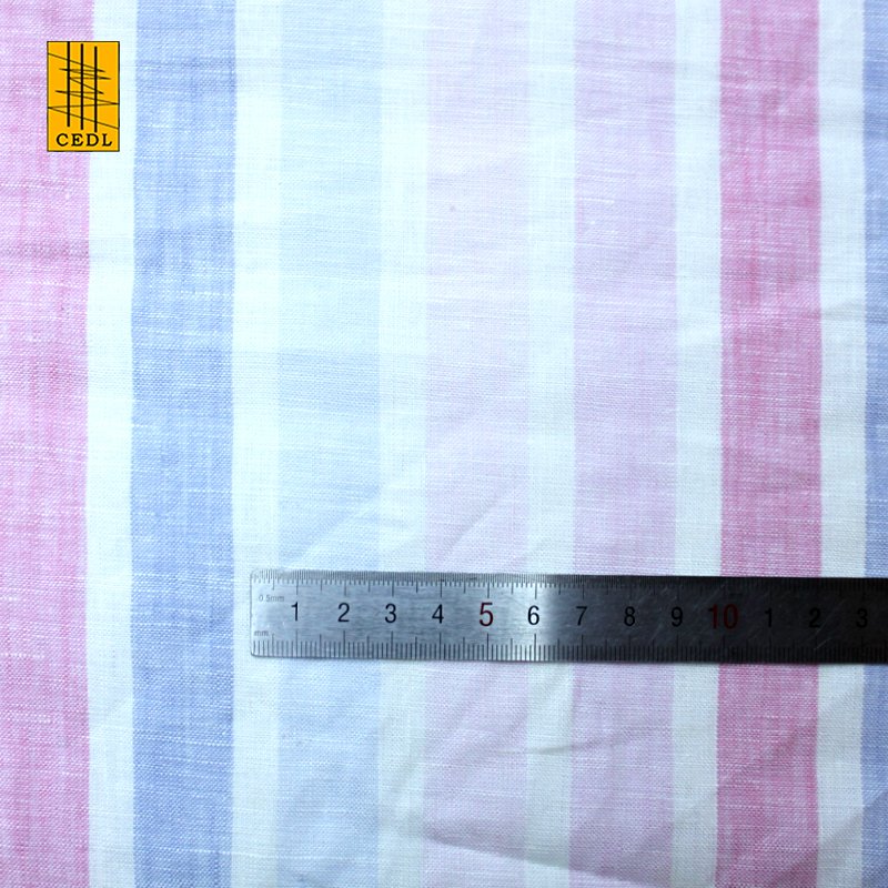 High quality 100% pure flax fabric solid for tshit suit YARN DYE STRIPE