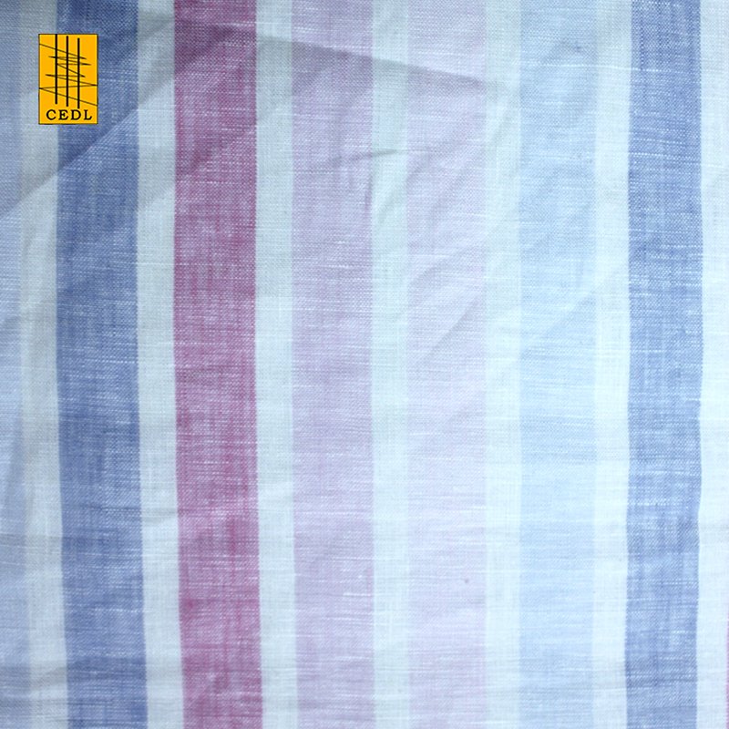 High quality 100% pure flax fabric solid for tshit suit YARN DYE STRIPE