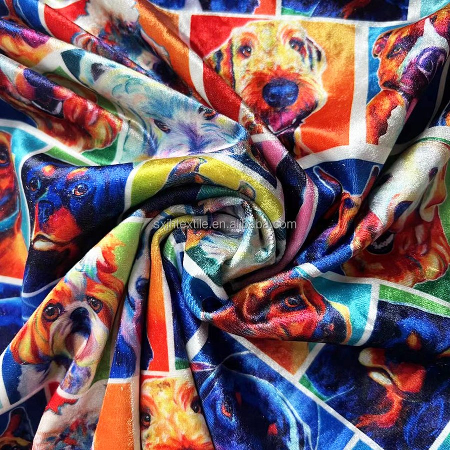 No MOQ Custom digital Printed velvet spandex fabric by the yard for baby blanket