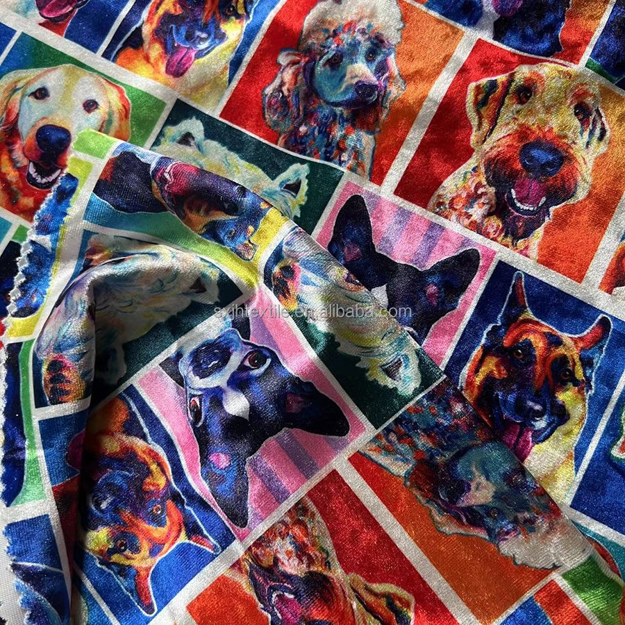 No MOQ Custom digital Printed velvet spandex fabric by the yard for baby blanket