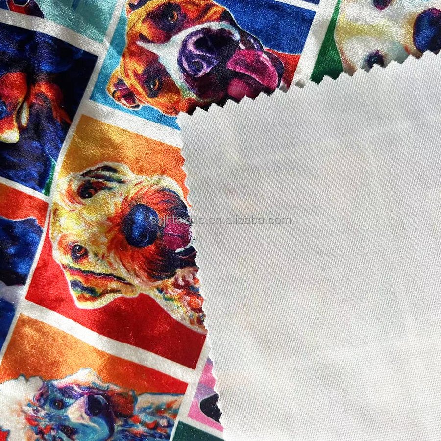 No MOQ Custom digital Printed velvet spandex fabric by the yard for baby blanket