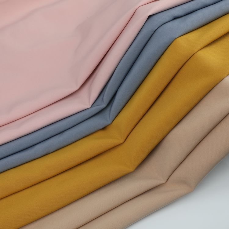 woven clothing material wholesale China polyester spandex fabric heavy weight four way stretch fabric for suit dress garments