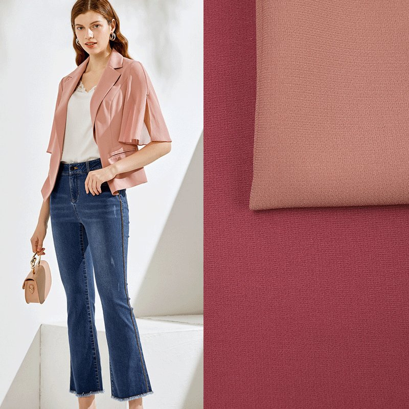 woven clothing material wholesale China polyester spandex fabric heavy weight four way stretch fabric for suit dress garments