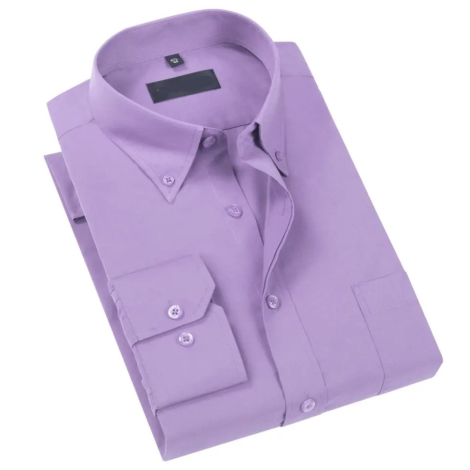 Fashion 100% Cotton Stretch White Anti-Wrinkle Versatile Slim Plain Colored Casual Shirt for men Men's Custom Dress Shirts