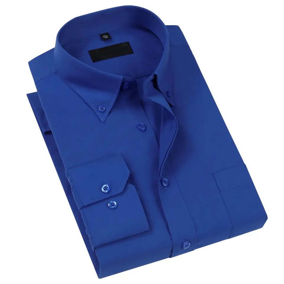 Fashion 100% Cotton Stretch White Anti-Wrinkle Versatile Slim Plain Colored Casual Shirt for men Men's Custom Dress Shirts