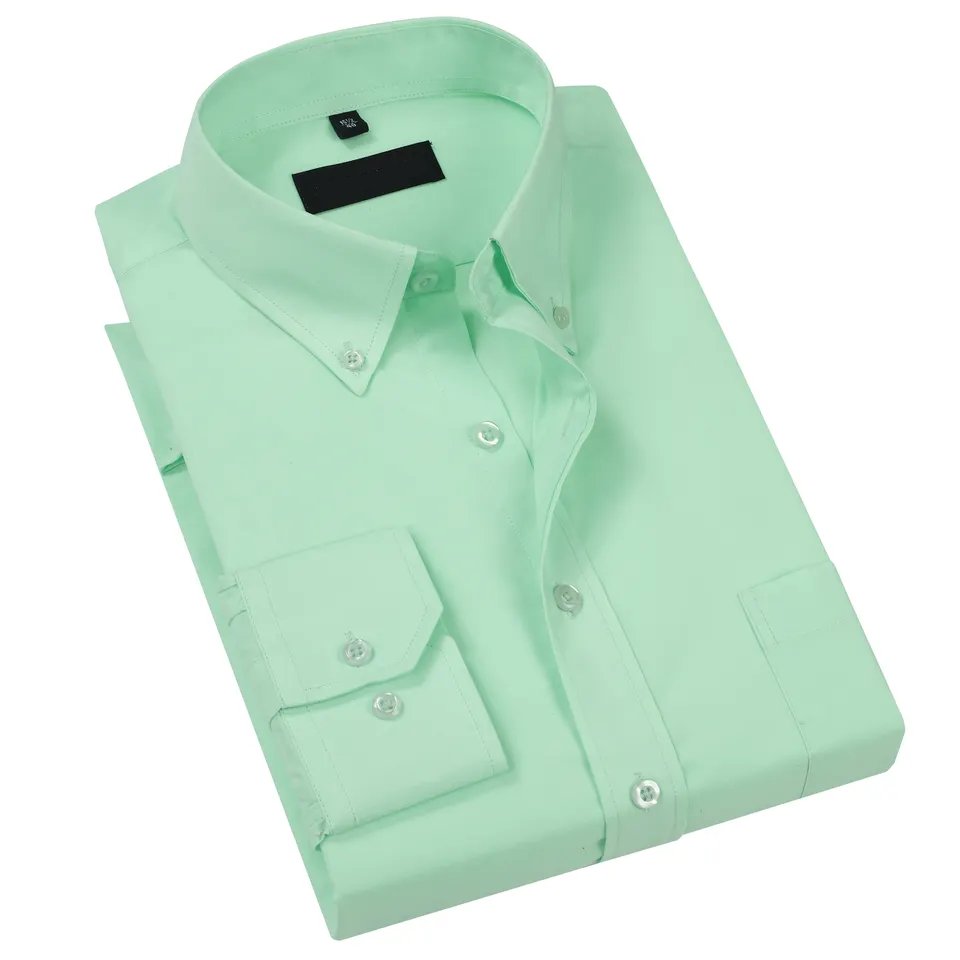 Fashion 100% Cotton Stretch White Anti-Wrinkle Versatile Slim Plain Colored Casual Shirt for men Men's Custom Dress Shirts