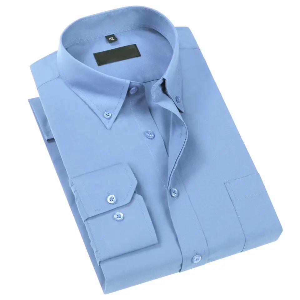 Fashion 100% Cotton Stretch White Anti-Wrinkle Versatile Slim Plain Colored Casual Shirt for men Men's Custom Dress Shirts