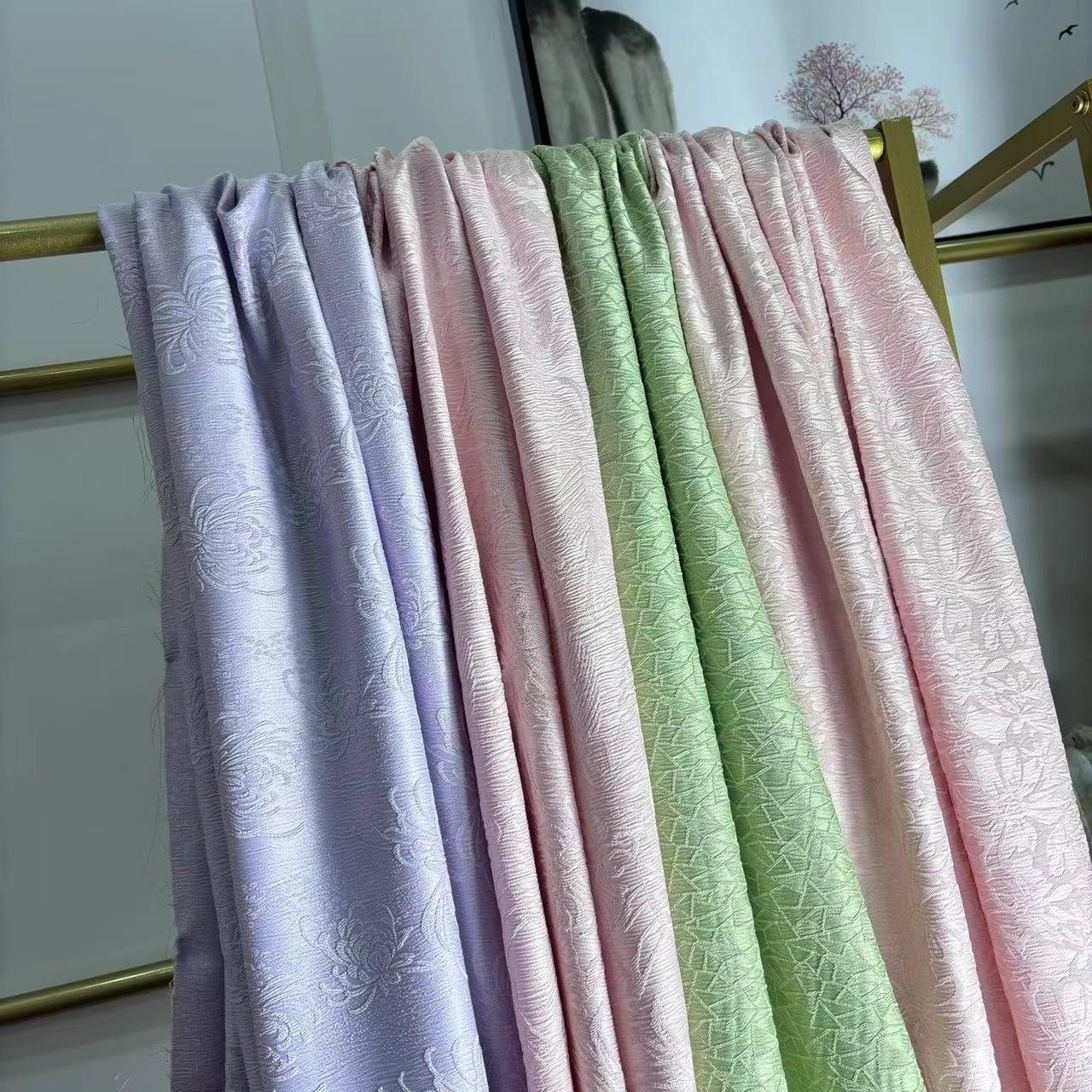 HOT SELLING NEW ARRIVAL MULTI COLORS FOR CHOICE Large chrysanthemum jacquard RAYON IMITATION FABRIC FOR WOMEN DRESS