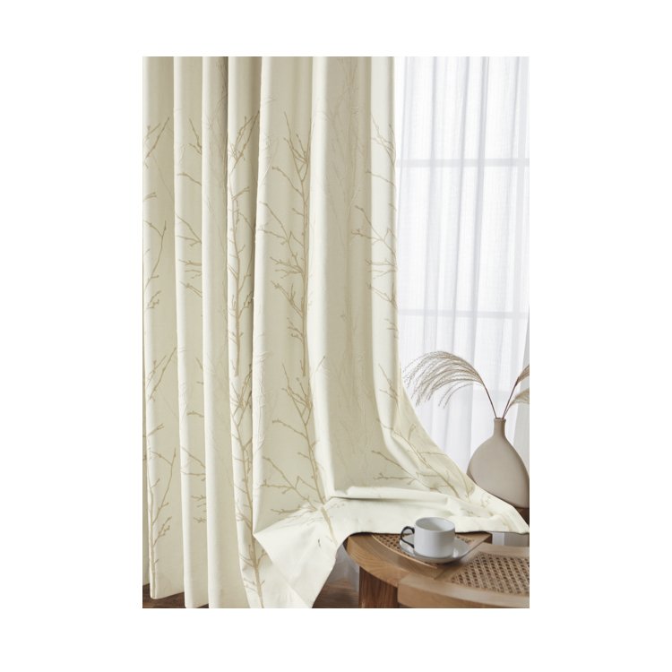 High Grade Wholesale Chinese Style 3D Embroidered Floral Double Layer Sun Shader Window Curtains Blinds For The Bed Room
