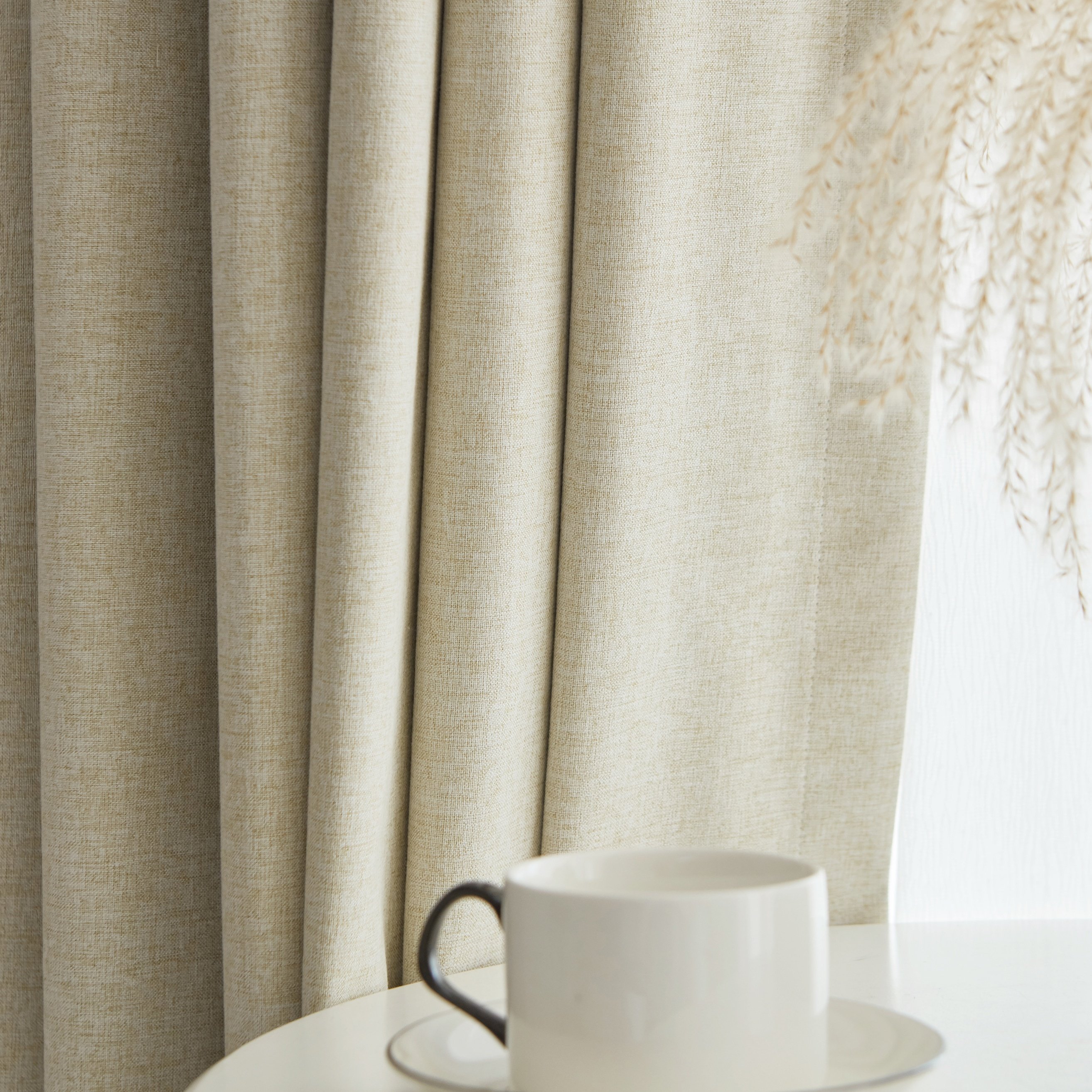Wholesale Double-Faced Linen Look Full Blackout Curtain Modern Pattern Woven Fabric for Wedding Outdoor Girls' Use