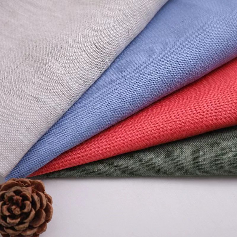 Customization 100% flax linen fabric solid multi-color in stock nature fabric breathable cool linen fabrics for casual suit