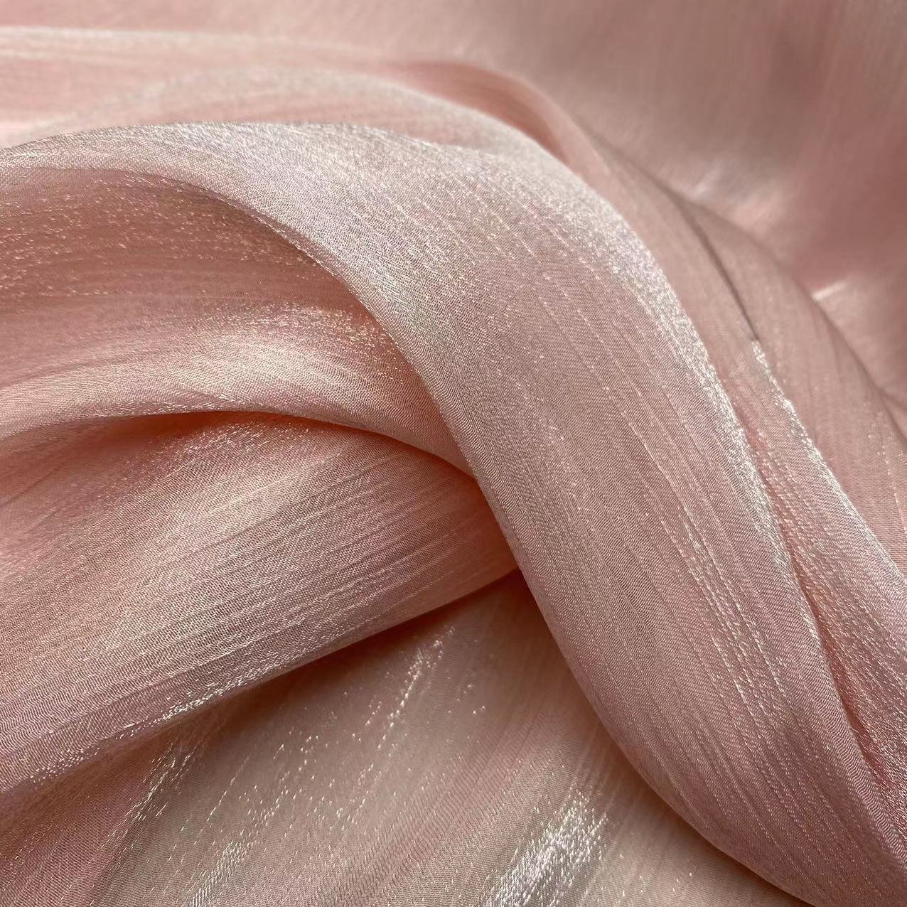 55GSM LIGHTWEIGHT SHINY METALLIC 100% POLYESTER WHOLESALE SHIMMER ORGANZA FABRIC FOR STAGE DRESS