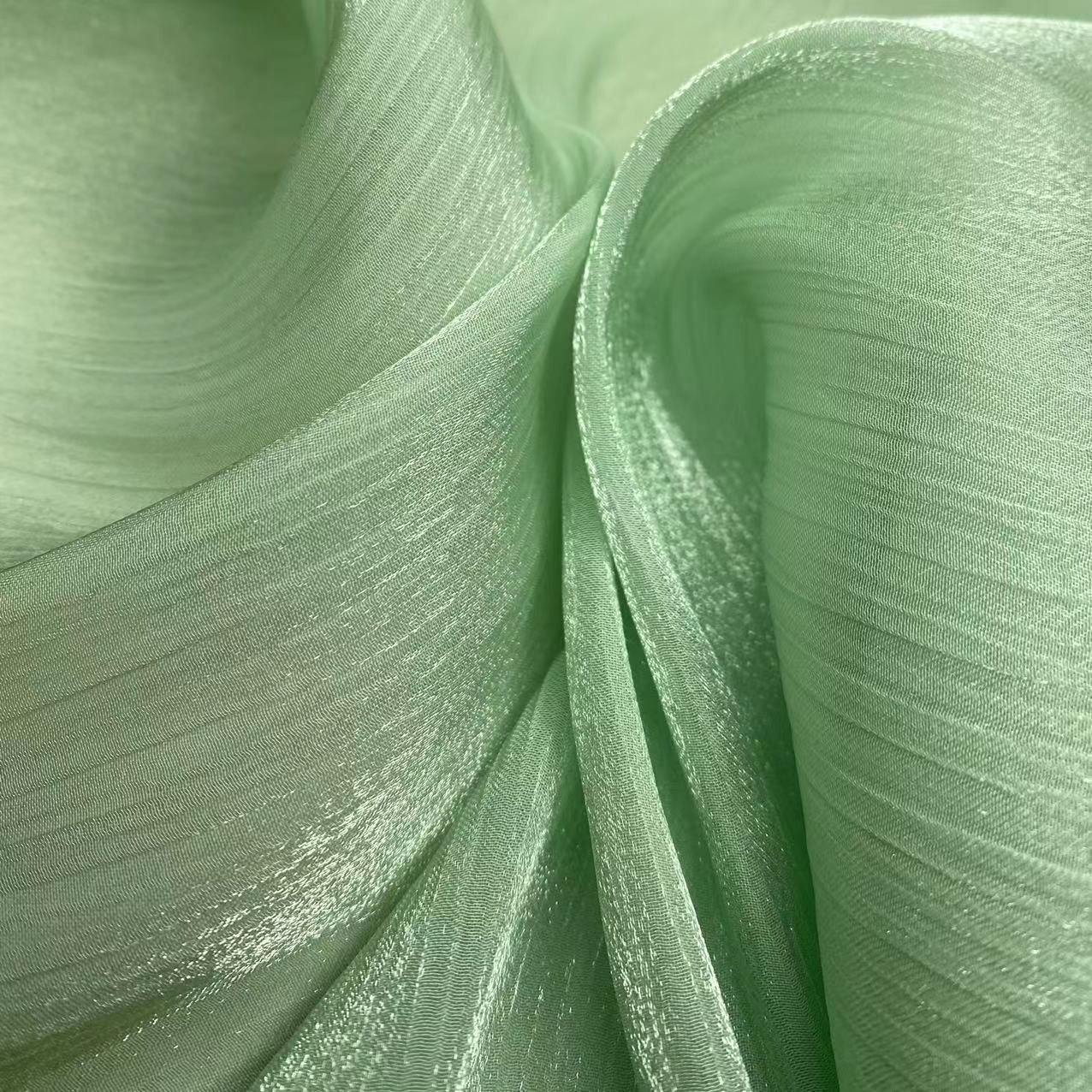 55GSM LIGHTWEIGHT SHINY METALLIC 100% POLYESTER WHOLESALE SHIMMER ORGANZA FABRIC FOR STAGE DRESS