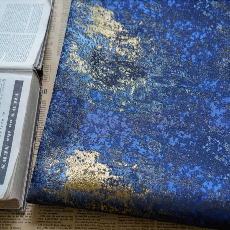 100%polyester Designer Customize Metallic Fabric Beautiful Blue Jacquard Brocade Fabric Material
