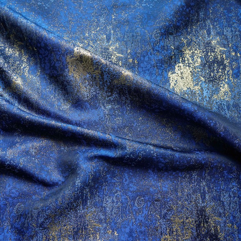 100%polyester Designer Customize Metallic Fabric Beautiful Blue Jacquard Brocade Fabric Material