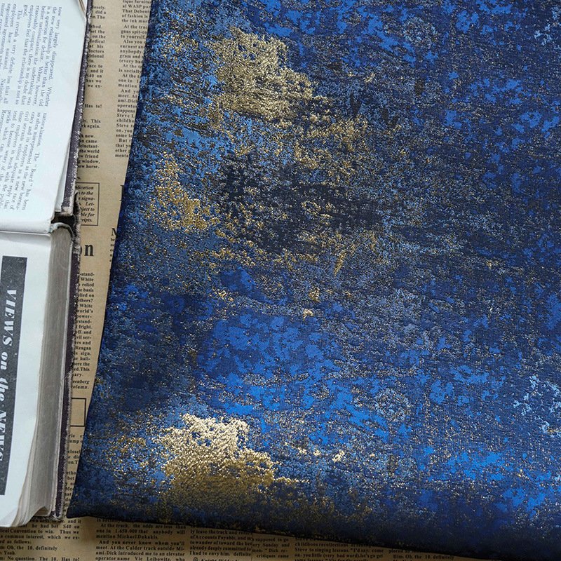 100%polyester Designer Customize Metallic Fabric Beautiful Blue Jacquard Brocade Fabric Material