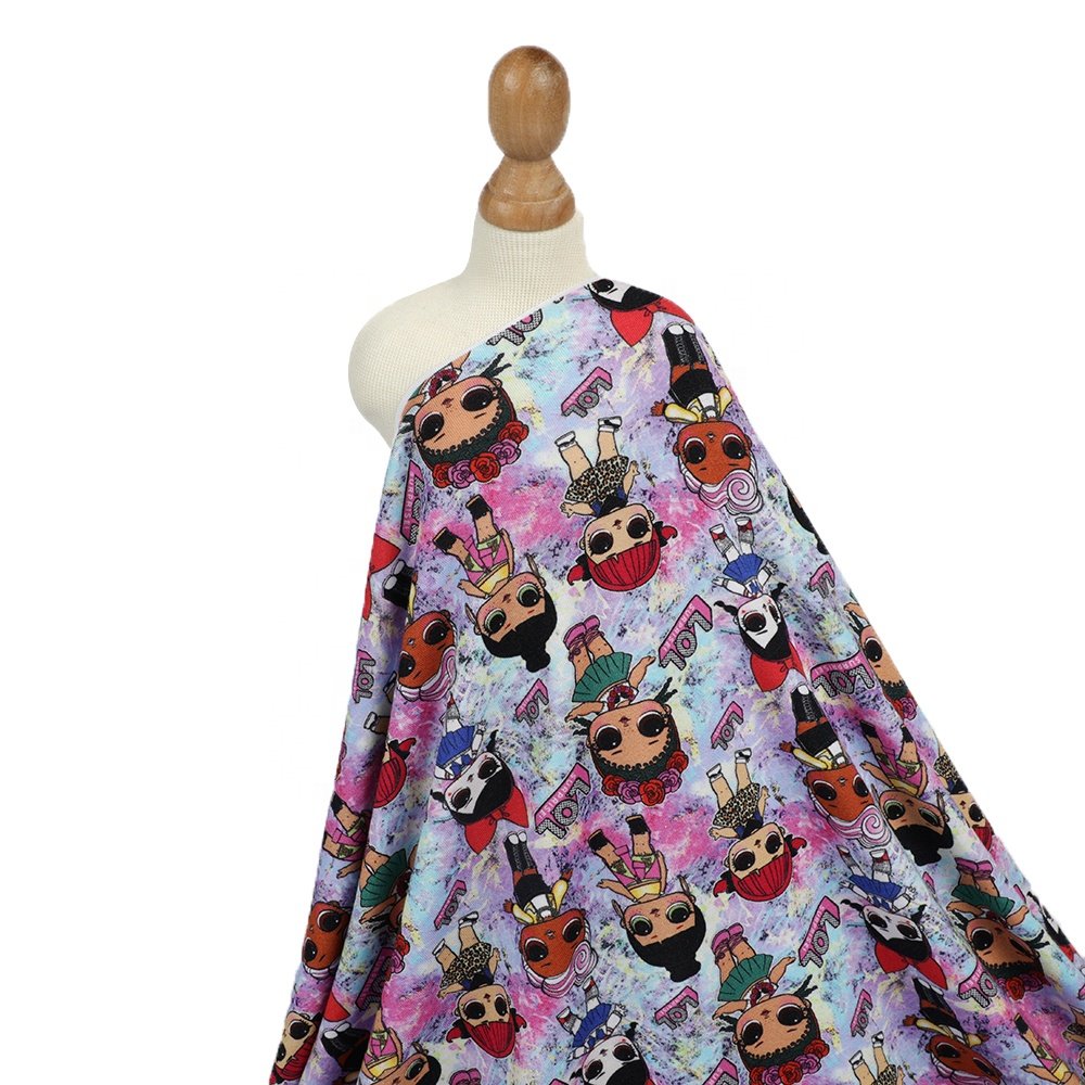 Breathable Custom digital printed Bamboo cotton lycra spandex jersey fabric for kids baby
