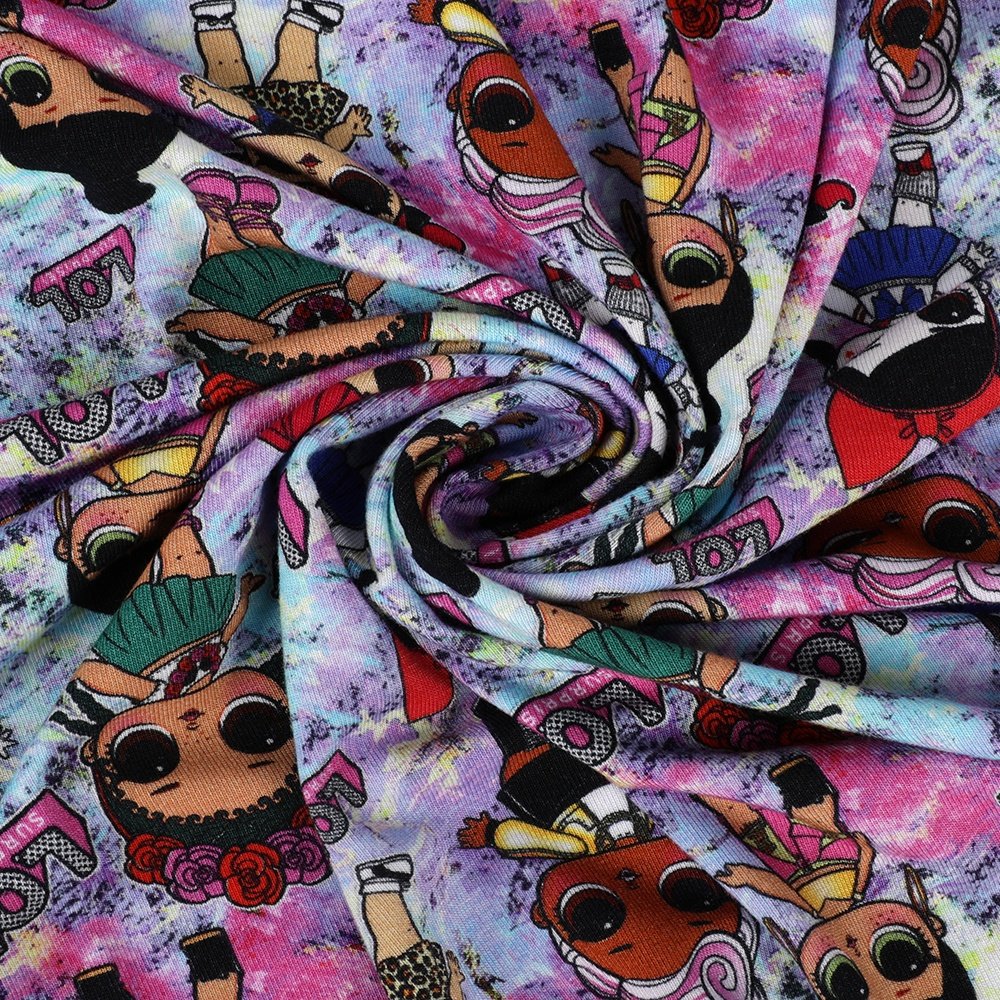 Breathable Custom digital printed Bamboo cotton lycra spandex jersey fabric for kids baby