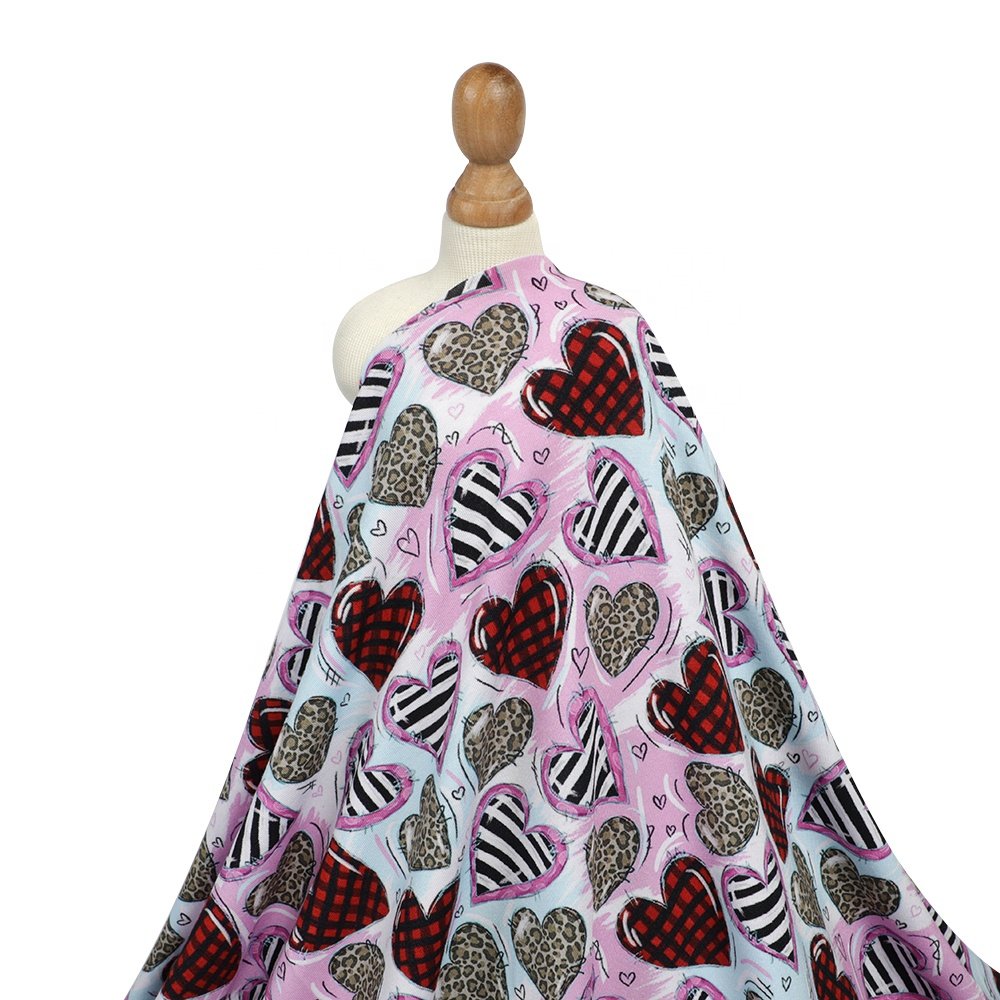 Breathable Custom digital printed Bamboo cotton lycra spandex jersey fabric for kids baby