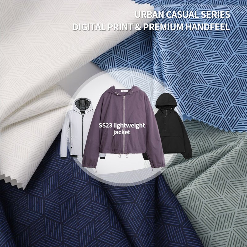 Men's Casual Double-Sided Fabric Jackets Breathable Recycled Digital Printing TPU Transparent Film Plain Pattern for Outdoor Use