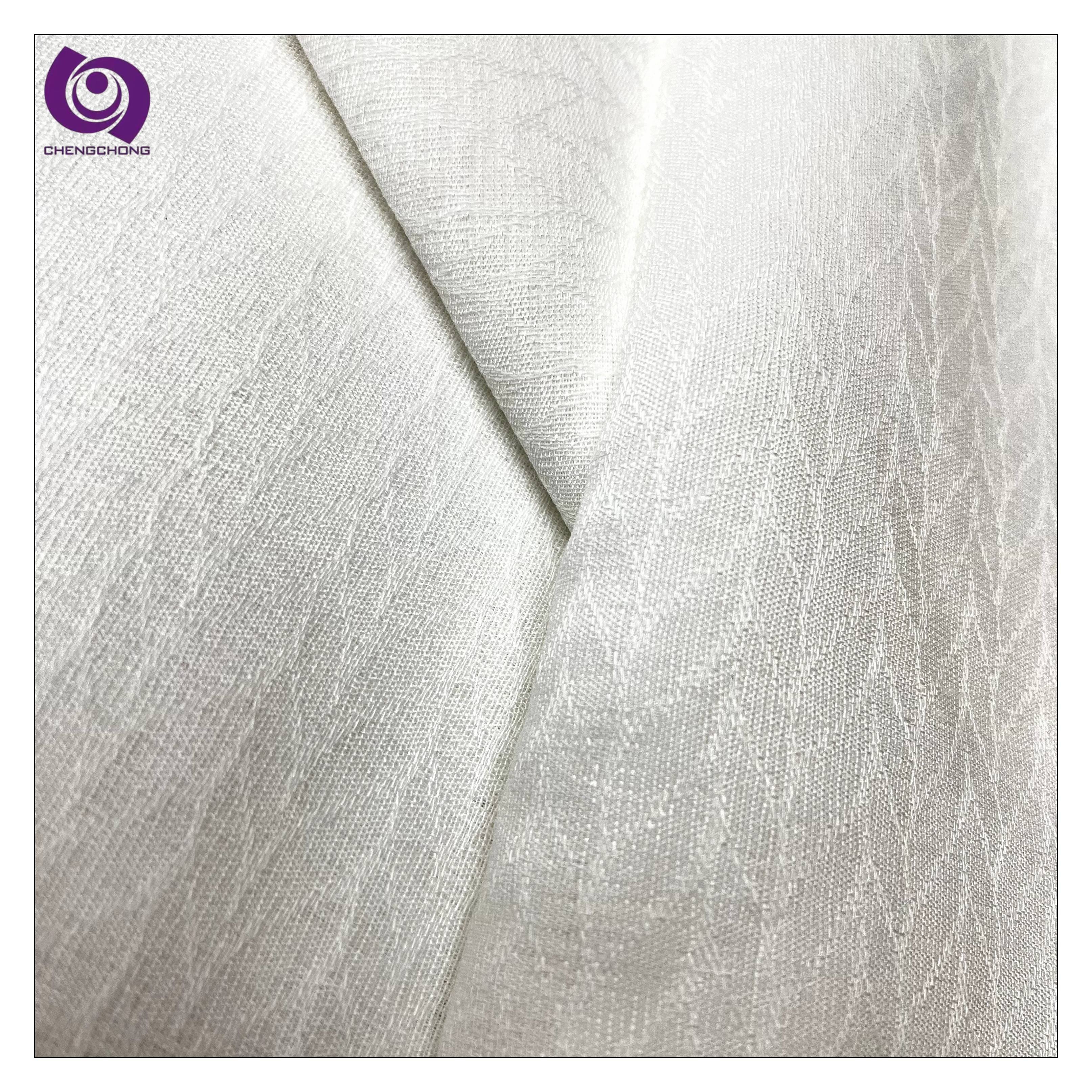Wide Width Polyester Sheer Fabric Factory Supply Linen Style Transparent Sheer Curtain Fabric For Living Room