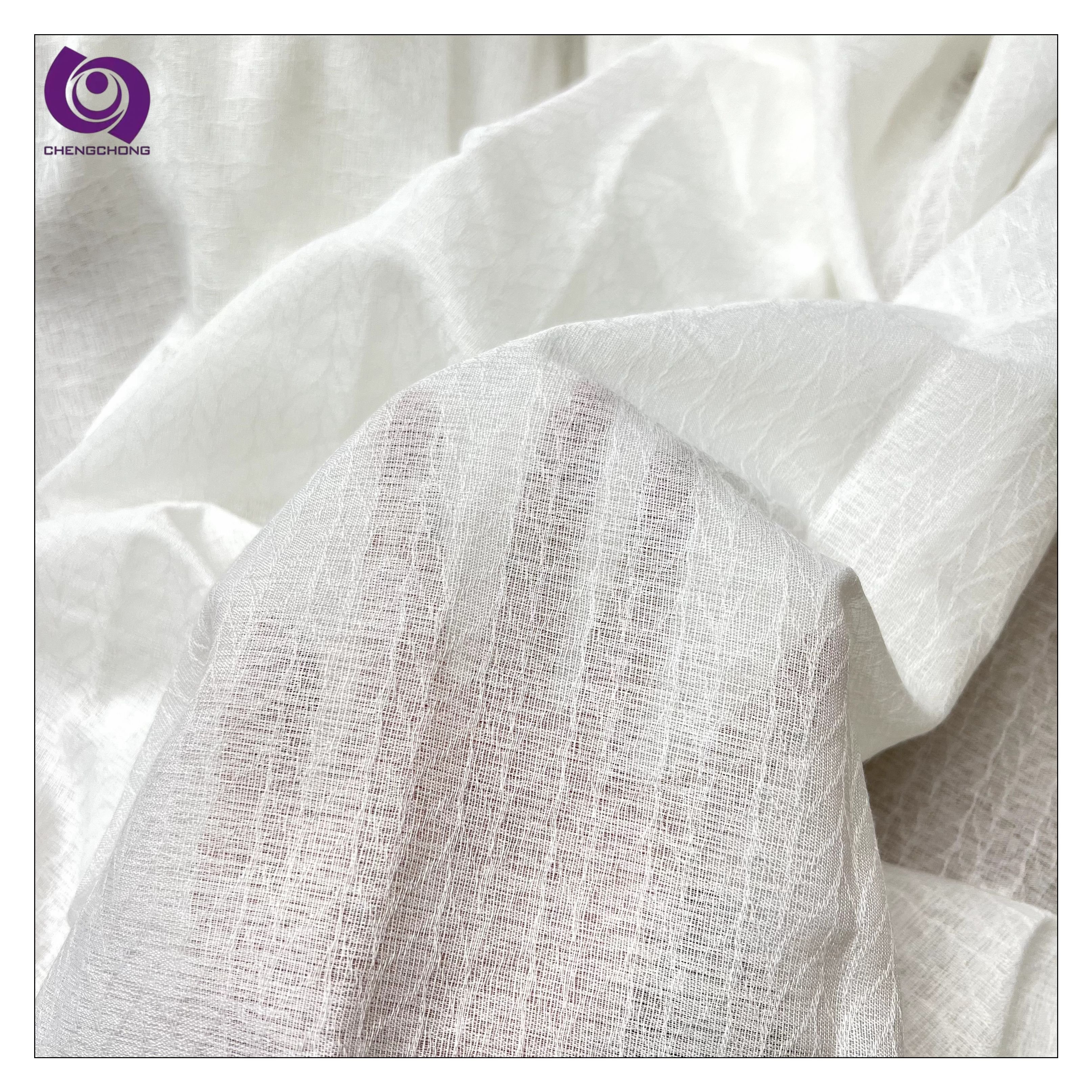 Wide Width Polyester Sheer Fabric Factory Supply Linen Style Transparent Sheer Curtain Fabric For Living Room