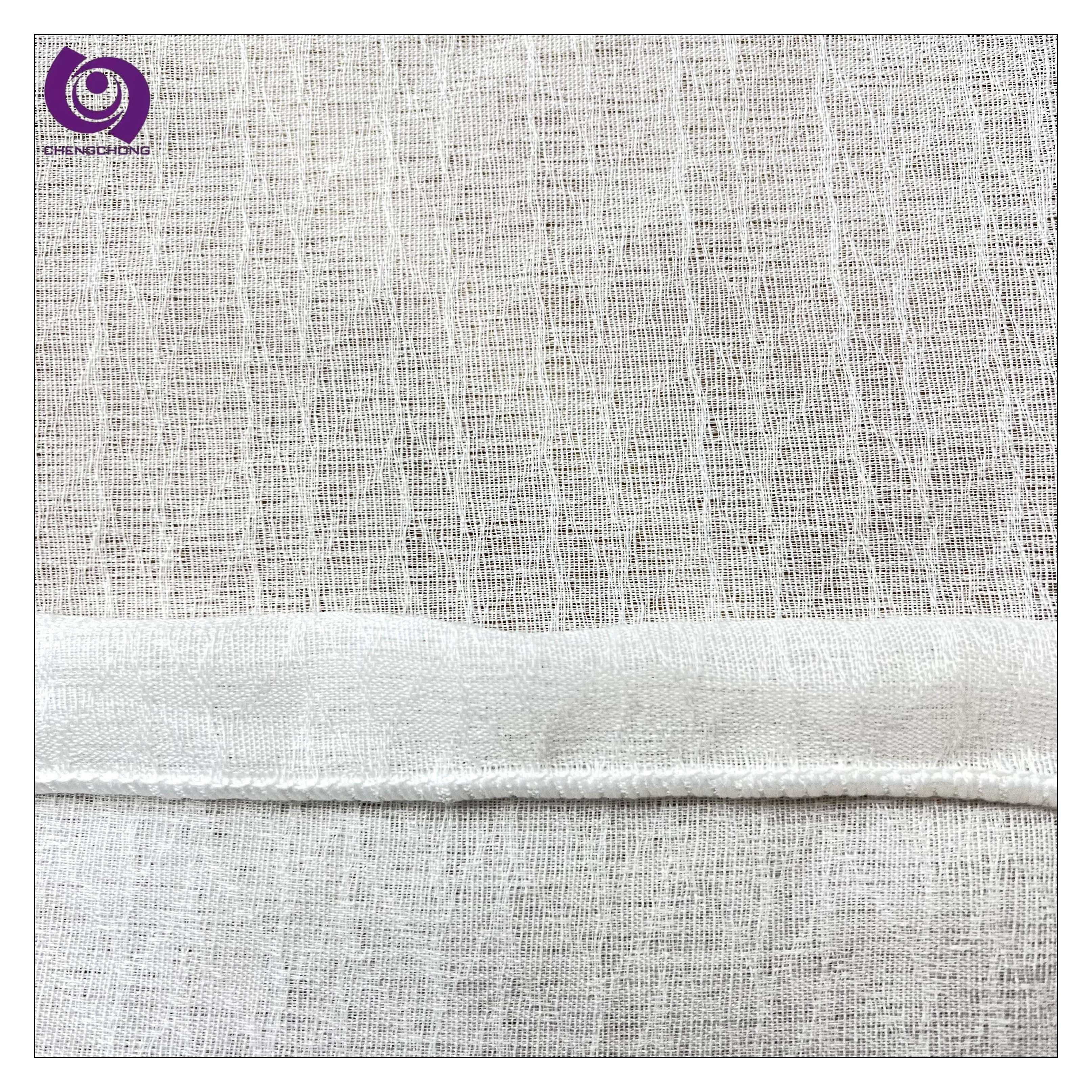 Wide Width Polyester Sheer Fabric Factory Supply Linen Style Transparent Sheer Curtain Fabric For Living Room