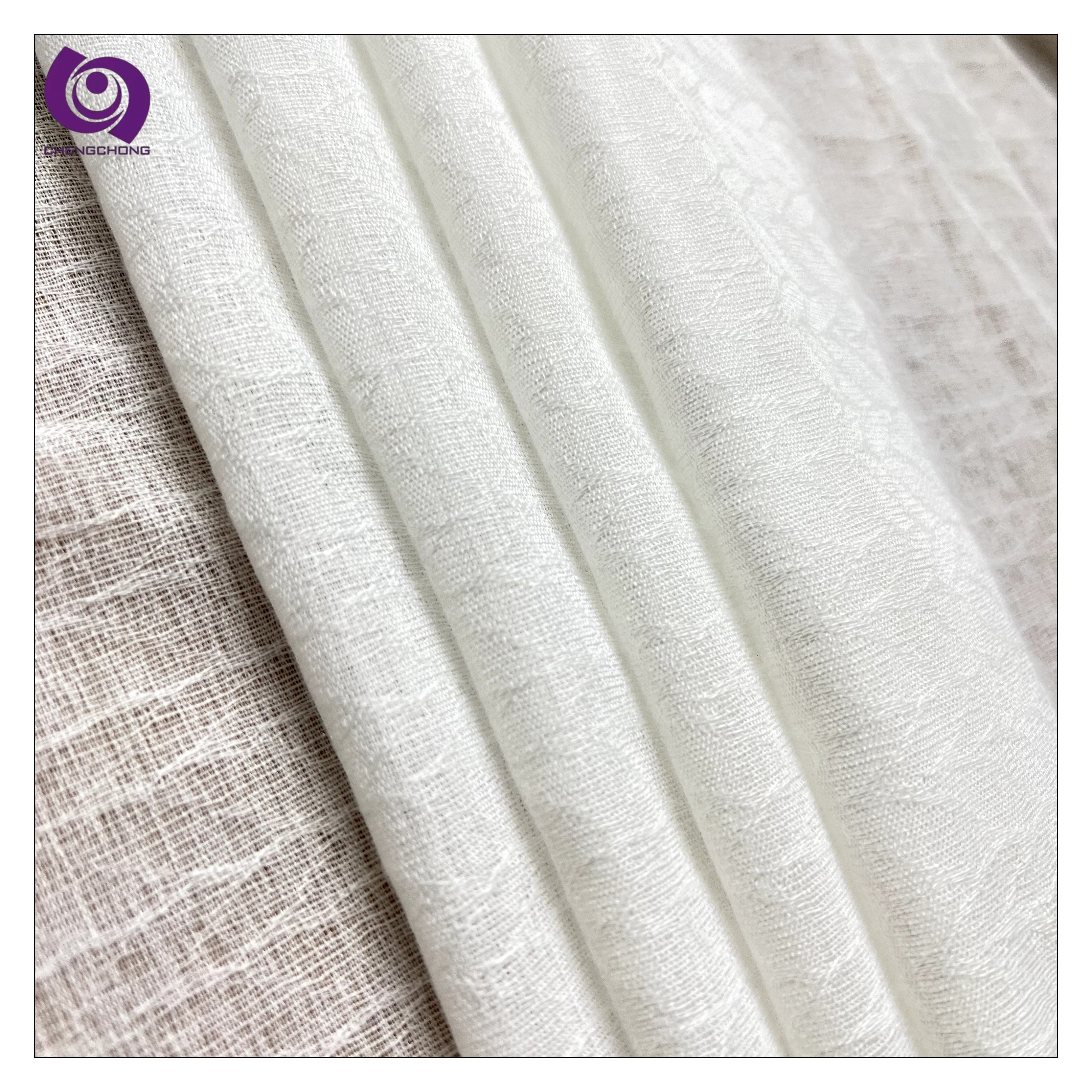 Wide Width Polyester Sheer Fabric Factory Supply Linen Style Transparent Sheer Curtain Fabric For Living Room