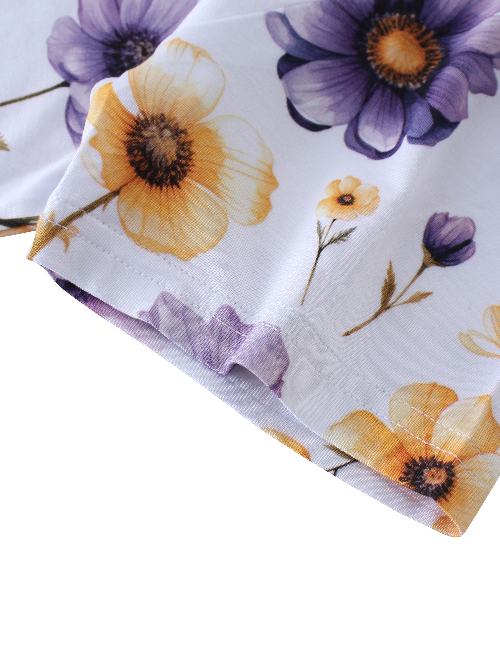 OKKO Certified Summer Dress for Girls White Floral Print Bamboo Fiber Fabric Customizable Pattern Certified Girls Dress