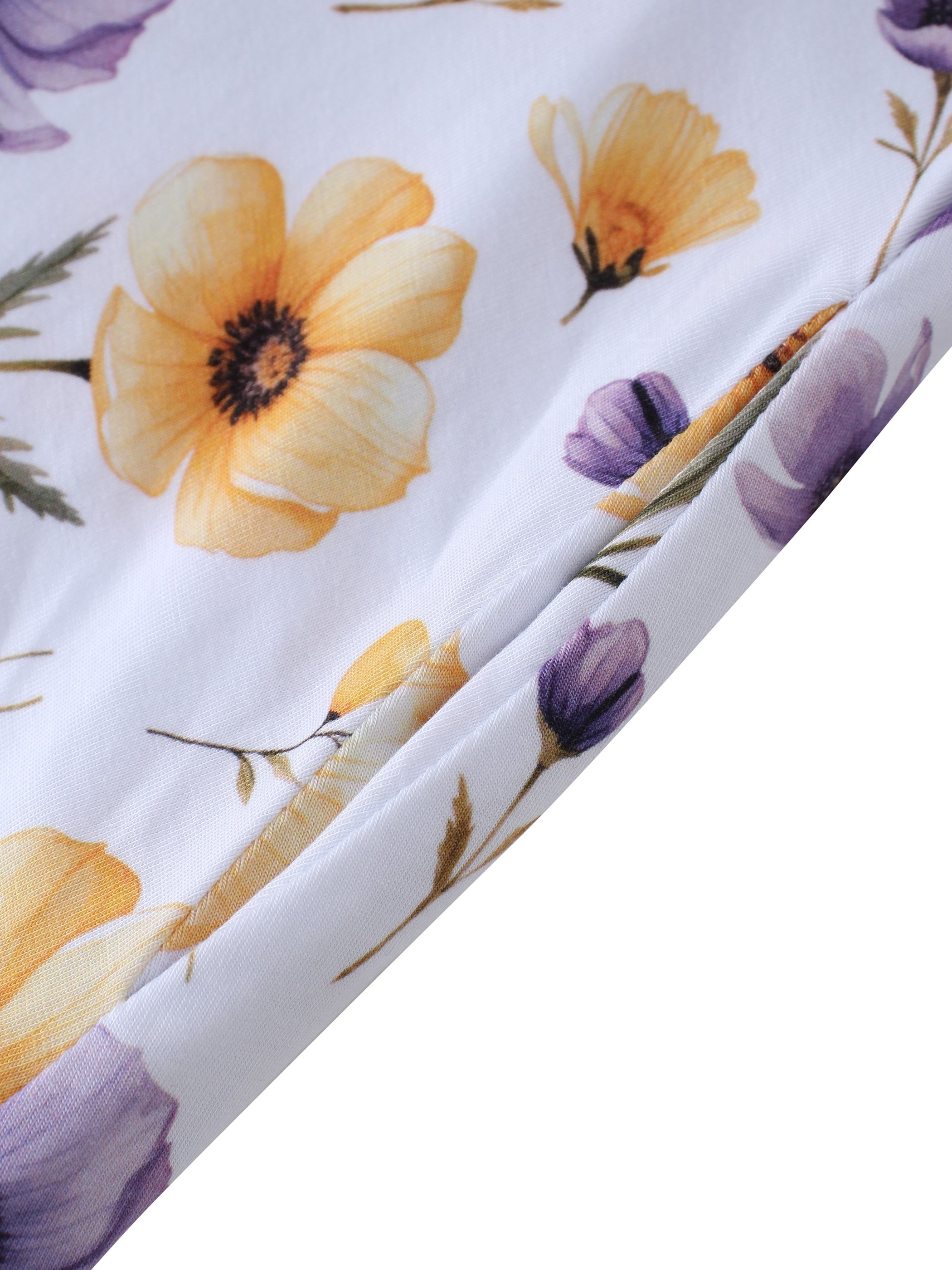 OKKO Certified Summer Dress for Girls White Floral Print Bamboo Fiber Fabric Customizable Pattern Certified Girls Dress