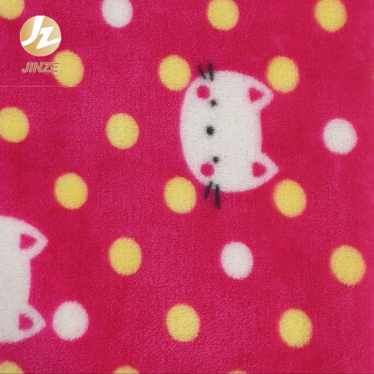 JZ 100% Polyester Dyeing Micro Fiber Synthetic Flannel Printed Soft Plush Fabric For Clothing