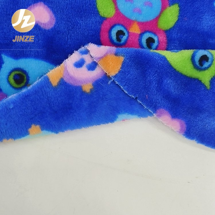 JZ 100% Polyester Dyeing Micro Fiber Synthetic Flannel Printed Soft Plush Fabric For Clothing