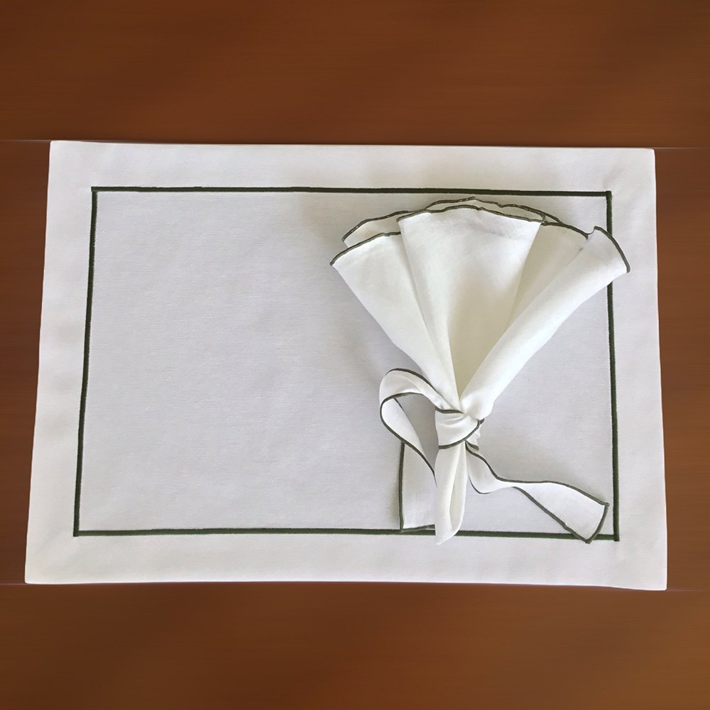 Personalized custom 30*40cm embroidered edge French Luxury fabric organic flax placemat cloth 100% linen Wedding Napkins
