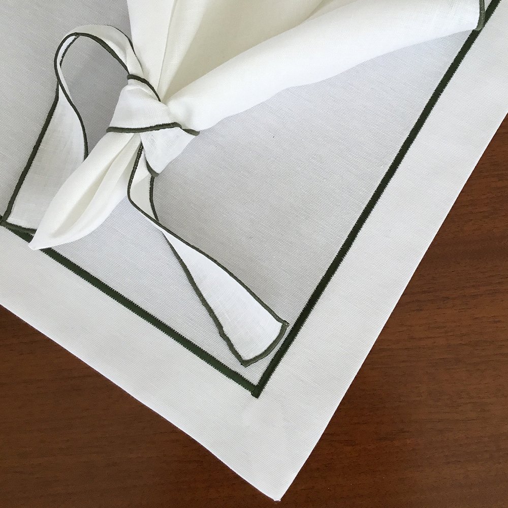 Personalized custom 30*40cm embroidered edge French Luxury fabric organic flax placemat cloth 100% linen Wedding Napkins