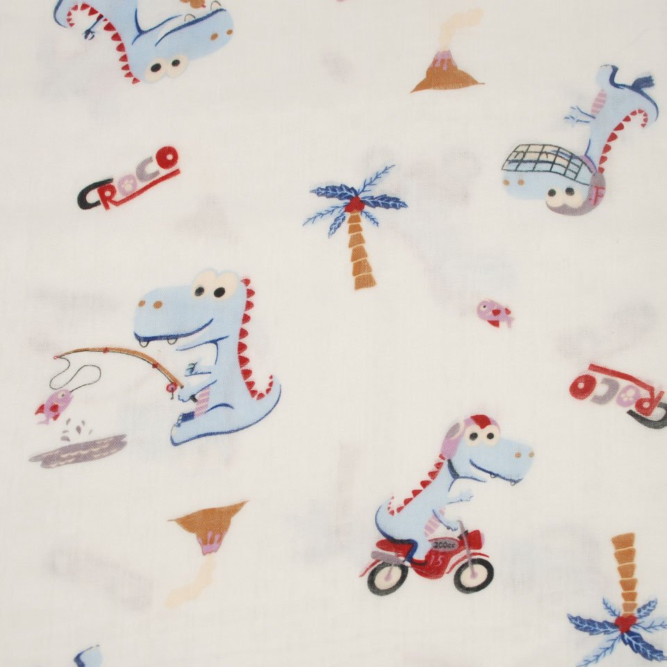 China eco friendly baby soft 2 layers gauze cartoon print woven muslin micro 60% bamboo 40% cotton fabric for clothing
