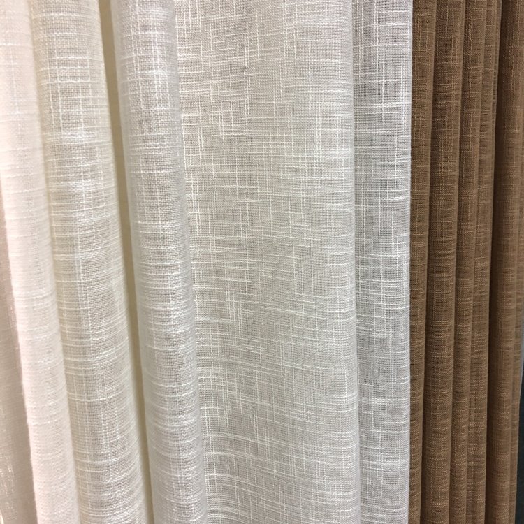2023 Factory Direct Sales Solid Color Luxury Style Sheer Curtain Fabric Linen Pattern For Home Textile