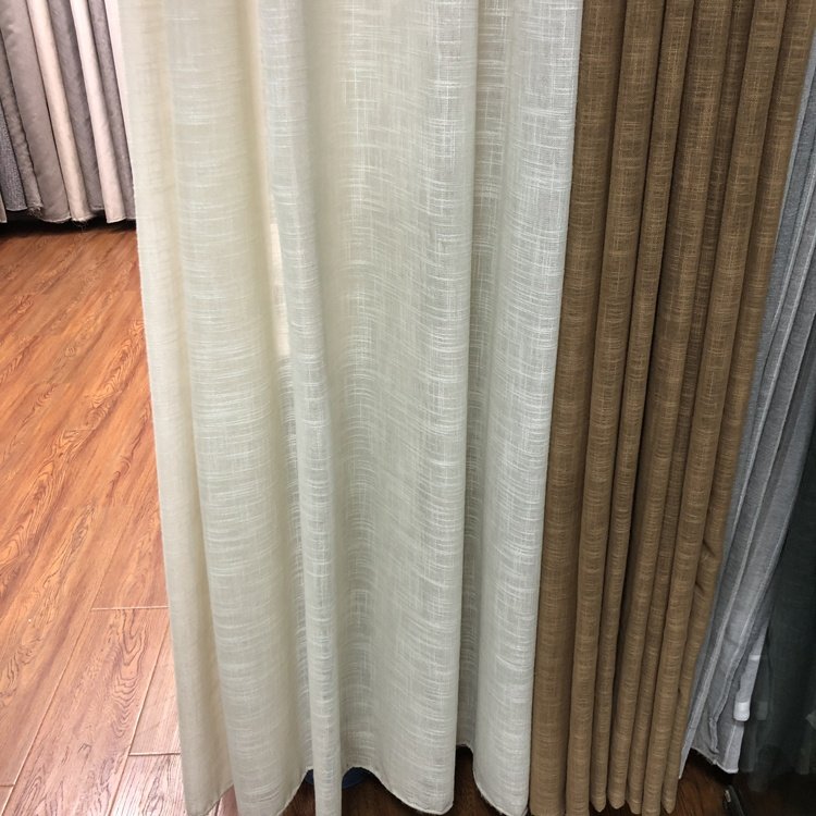 2023 Factory Direct Sales Solid Color Luxury Style Sheer Curtain Fabric Linen Pattern For Home Textile