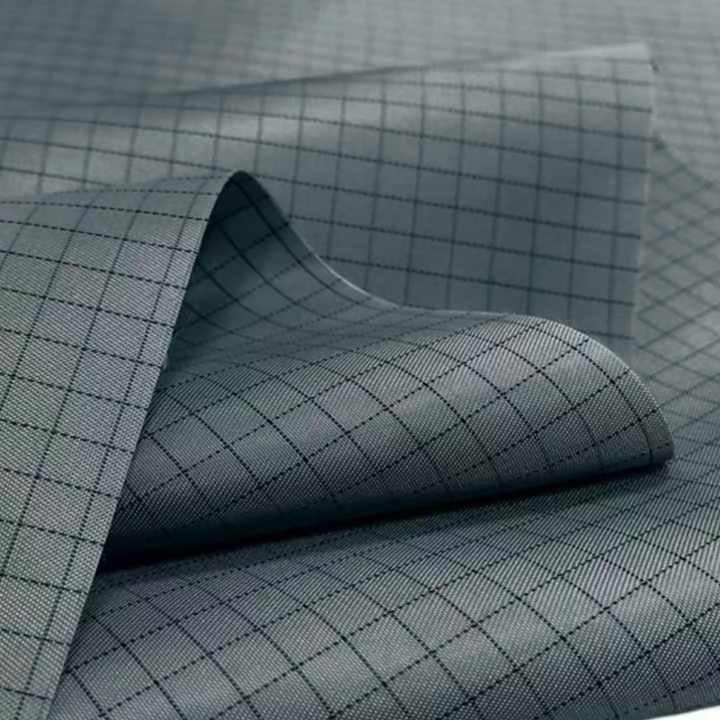 Multicolor Bamboo charcoal fiber anti-static silk fabric grid blended twill esd workwear fabric
