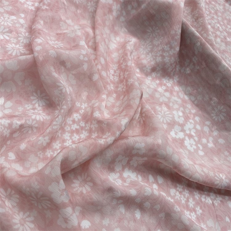 xitong textile woven 100% polyester fabric crepe chiffon printing jacquard clothes fabric for clothing dress garments