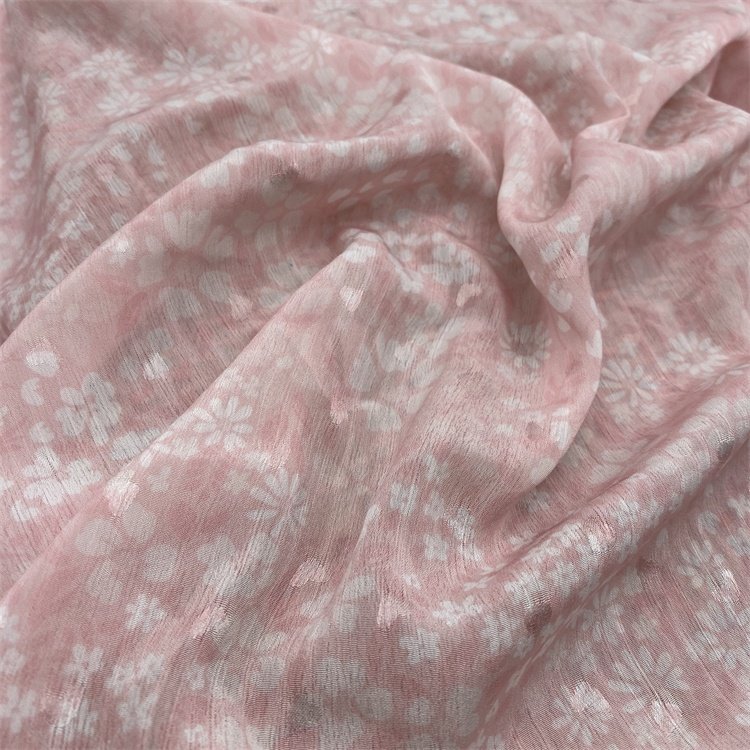 xitong textile woven 100% polyester fabric crepe chiffon printing jacquard clothes fabric for clothing dress garments