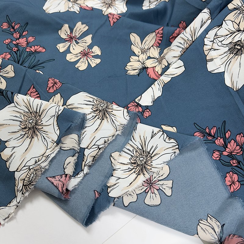 100% polyester printed fabric soft breathable fashion large floral women's clothing fabric