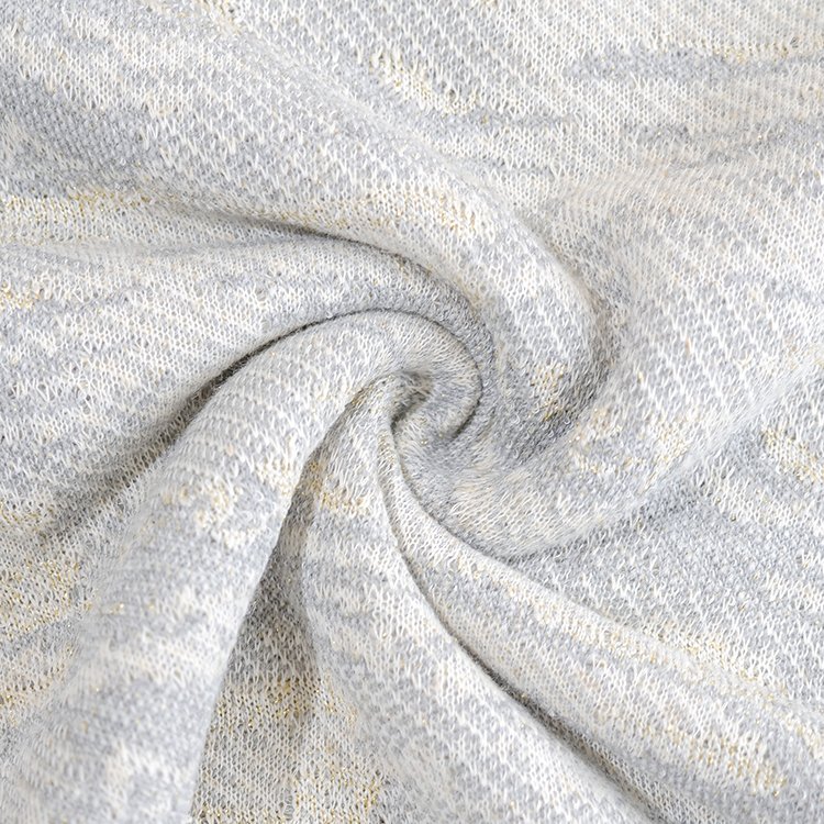 RTS 72%Polyester 18%Linen 10%Metallic Hacci Jacquard Fabric For Ladies Sweater