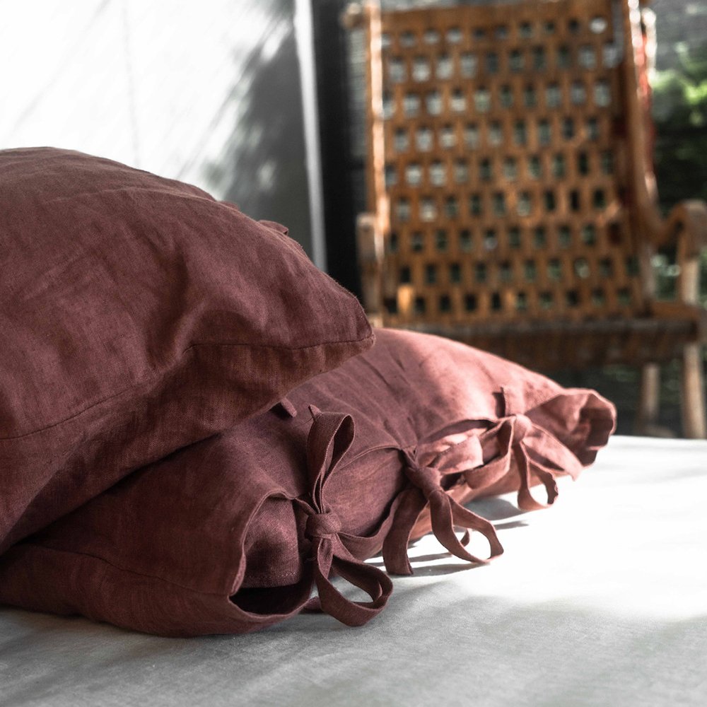 Custom Queen King size Luxury French organic flax fabric linen Duvet cover with ties pillow cover pure Linen bedding set