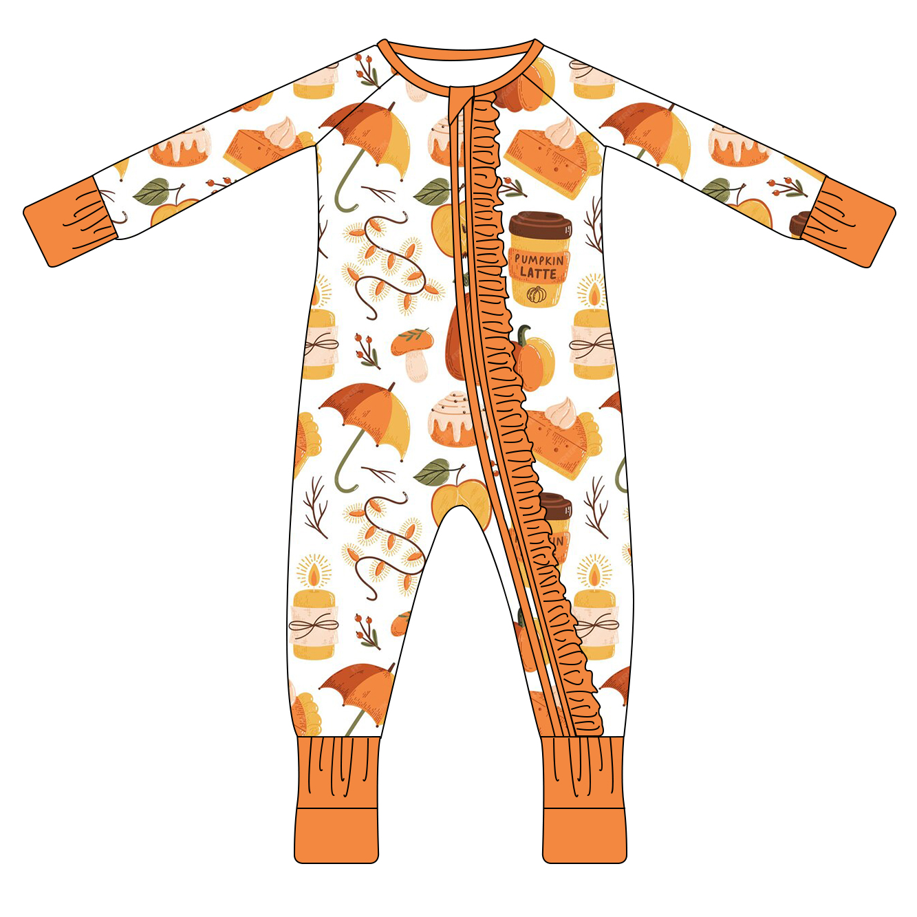 Custom Newborn Baby Clothes Kids Clothing Fabric 95%Cotton 5%Spandex Long Sleeves Footie Zipper Baby Pajamas