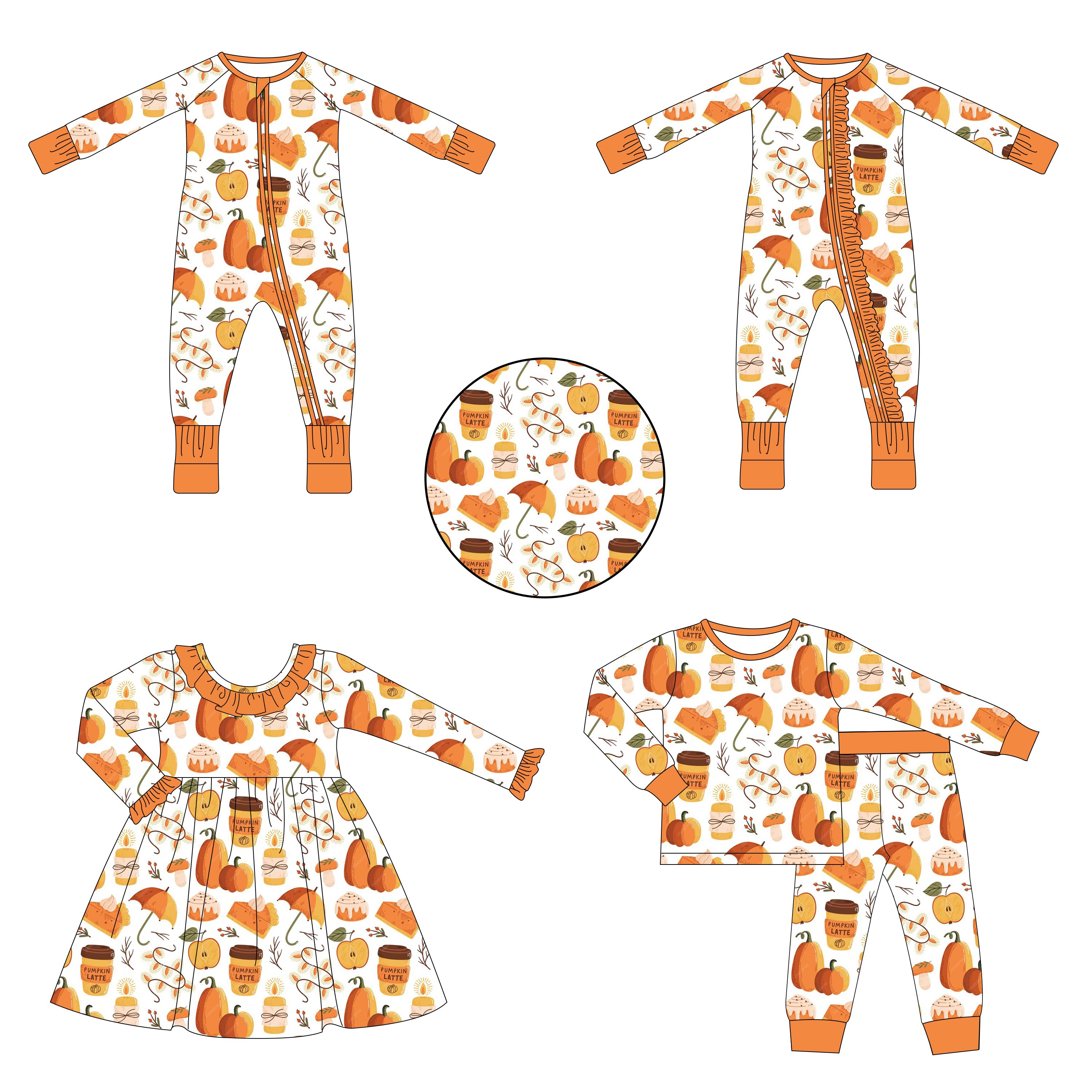 Custom Newborn Baby Clothes Kids Clothing Fabric 95%Cotton 5%Spandex Long Sleeves Footie Zipper Baby Pajamas